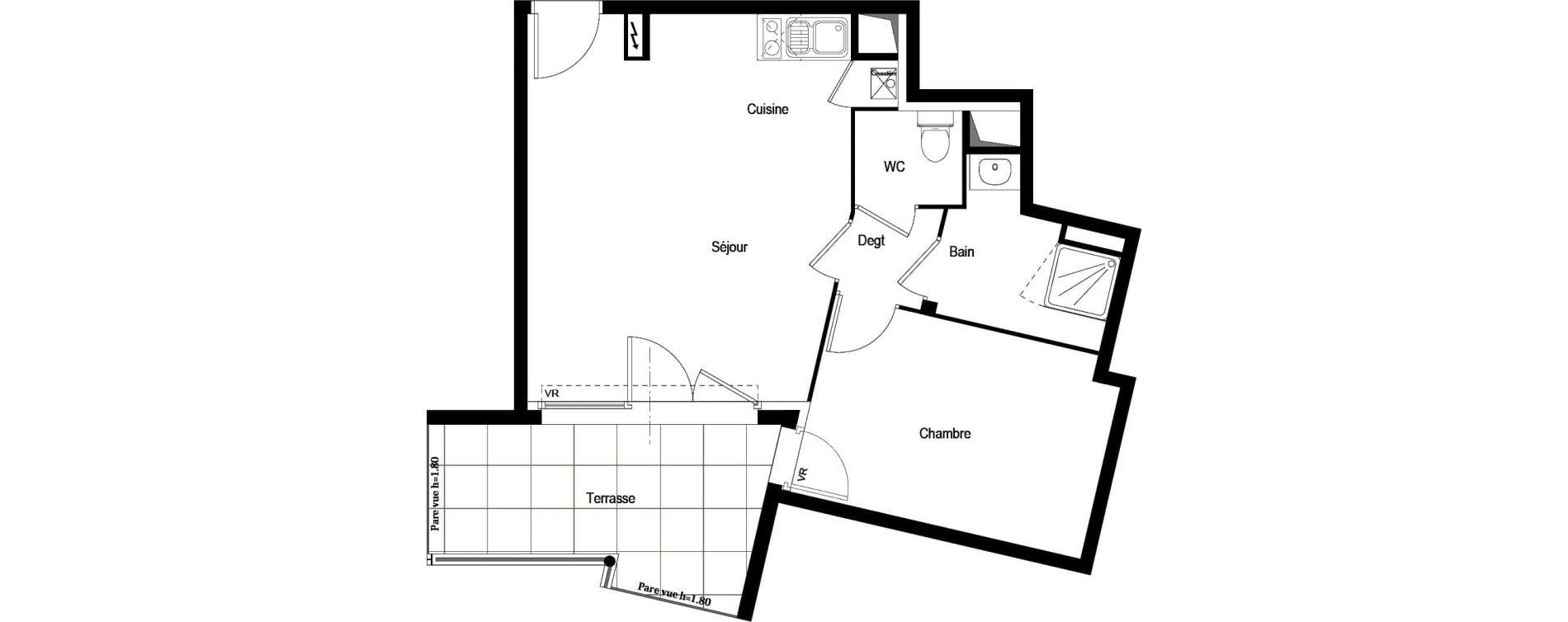 Appartement T2 de 43,02 m2 &agrave; Tournefeuille Centre