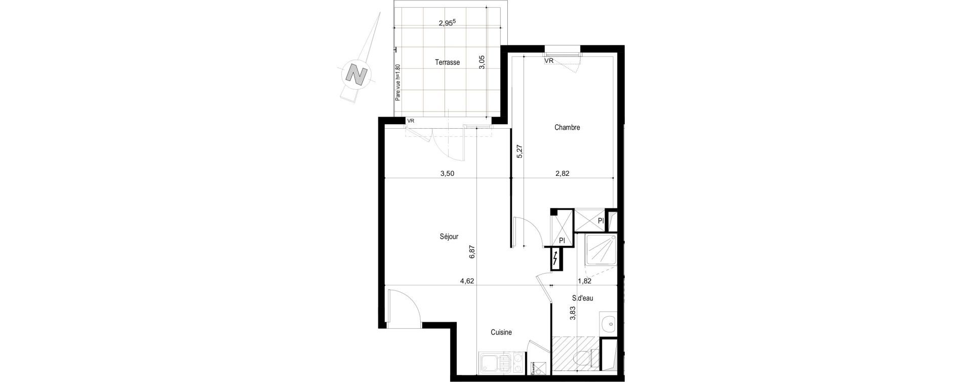 Appartement T2 de 45,23 m2 &agrave; Tournefeuille Centre