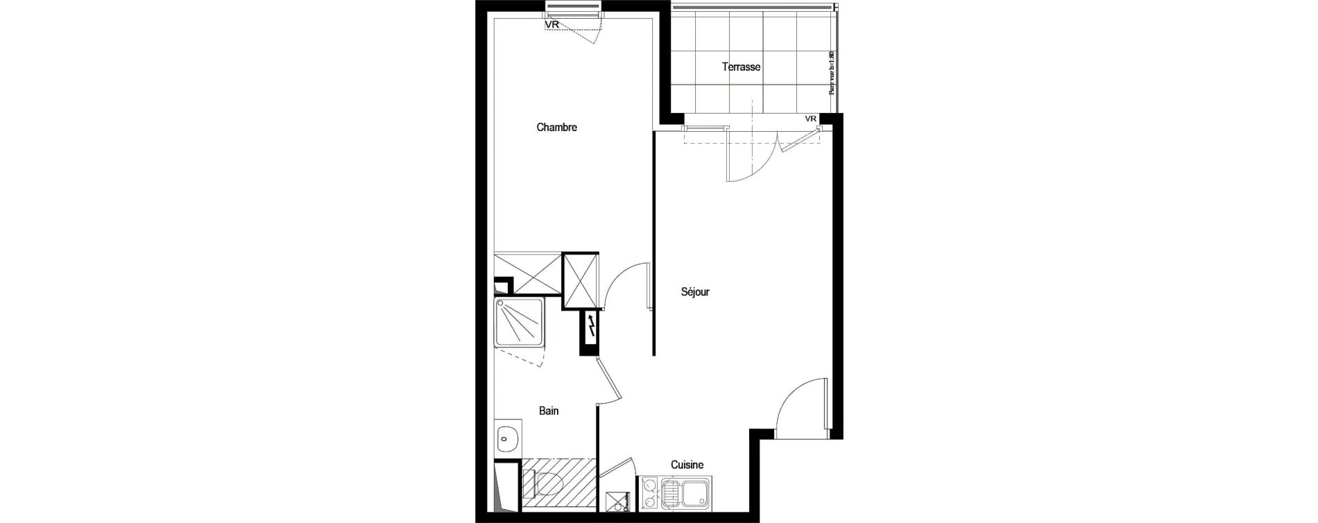 Appartement T2 de 42,75 m2 &agrave; Tournefeuille Centre