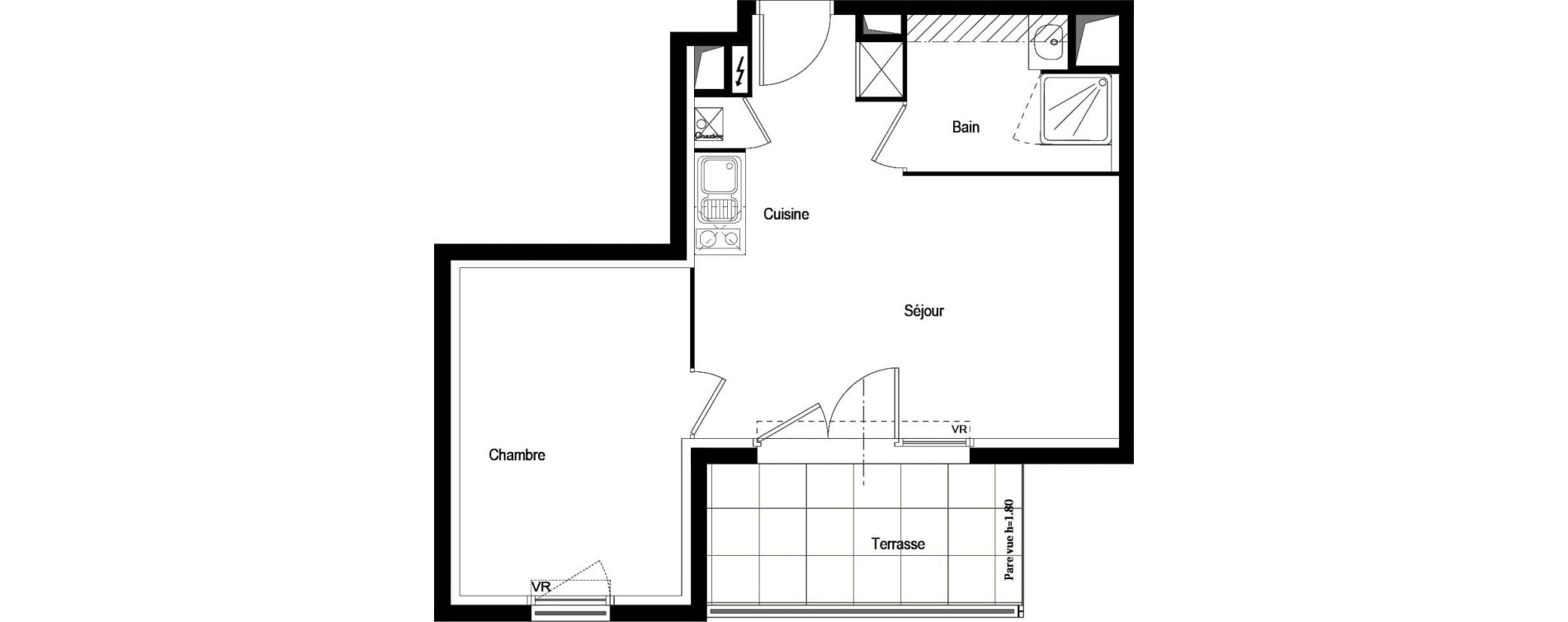 Appartement T2 de 39,32 m2 &agrave; Tournefeuille Centre