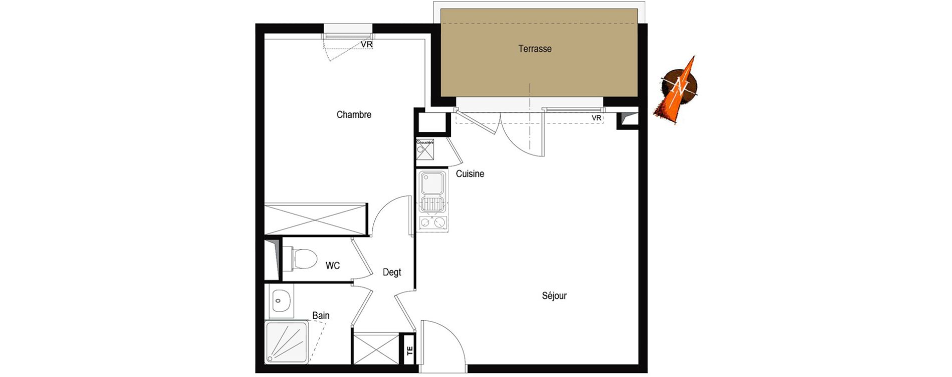 Appartement T2 de 42,48 m2 &agrave; Tournefeuille Centre