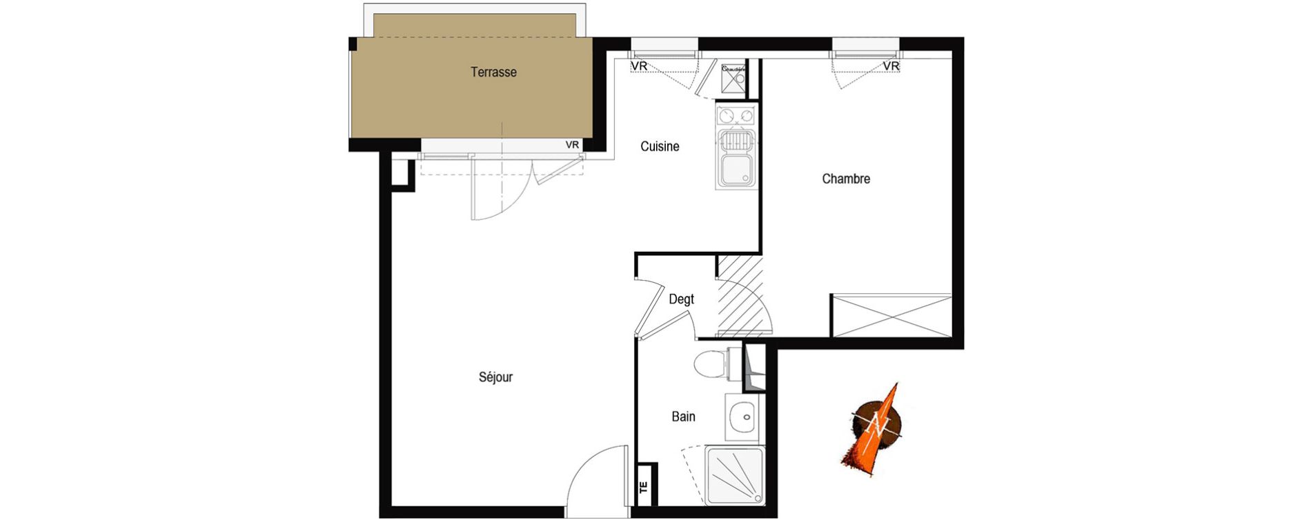 Appartement T2 de 42,07 m2 &agrave; Tournefeuille Centre