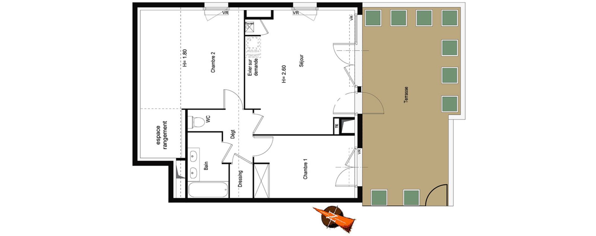 Appartement T3 de 54,41 m2 &agrave; Tournefeuille Centre