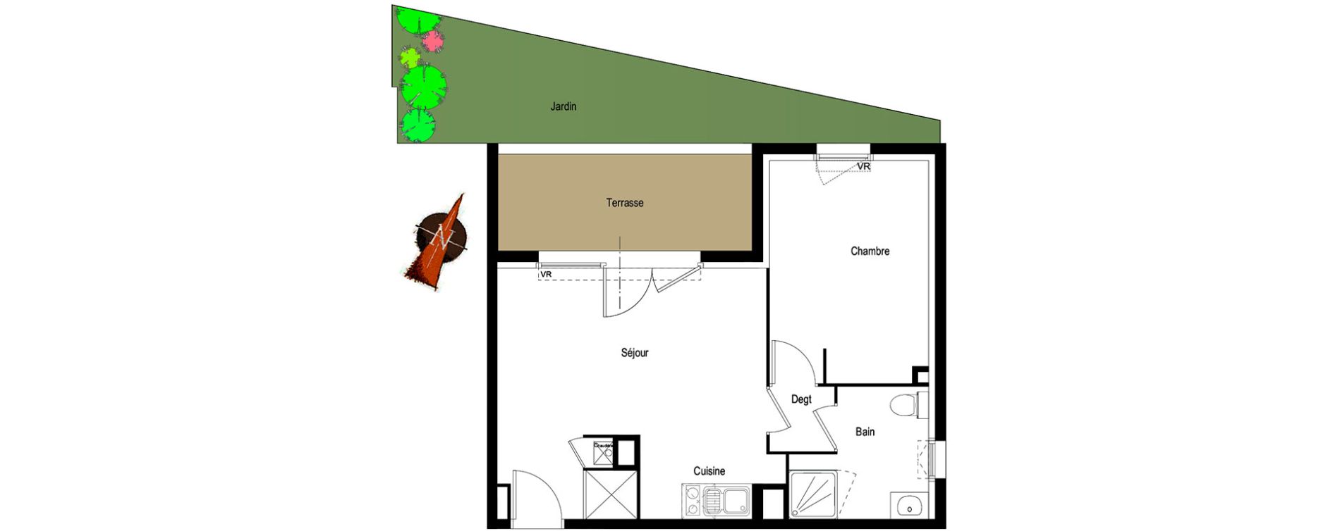 Appartement T2 de 41,68 m2 &agrave; Tournefeuille Centre