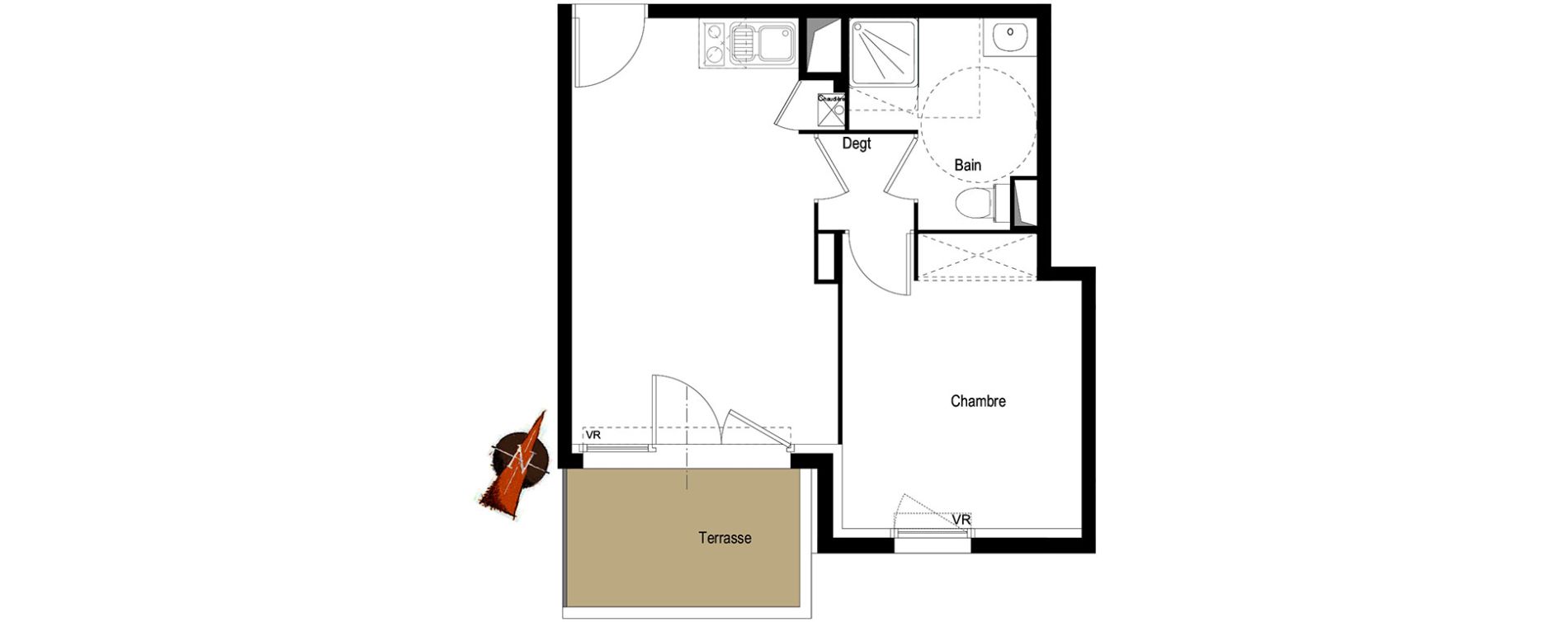 Appartement T2 de 36,76 m2 &agrave; Tournefeuille Centre