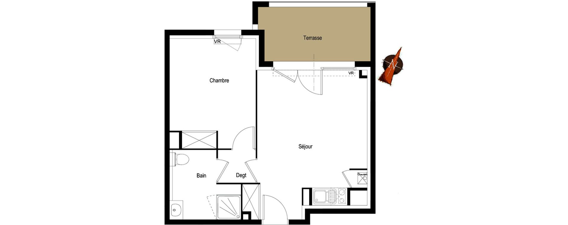 Appartement T2 de 40,39 m2 &agrave; Tournefeuille Centre