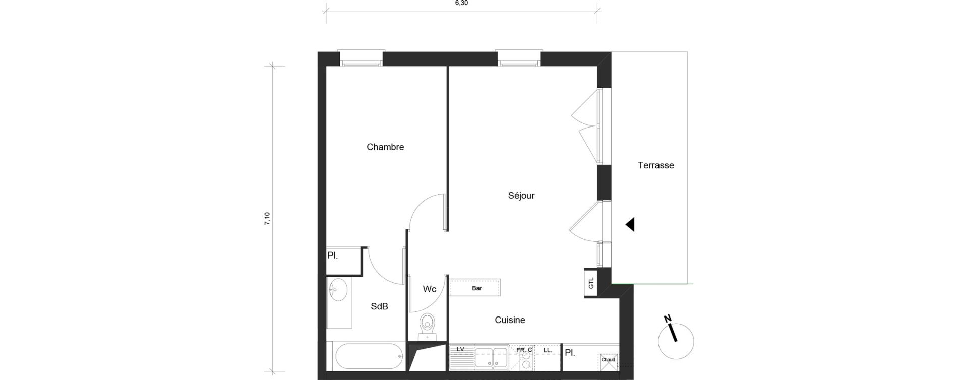 Appartement T2 de 44,06 m2 &agrave; Tournefeuille Les hauts de tournefeuille