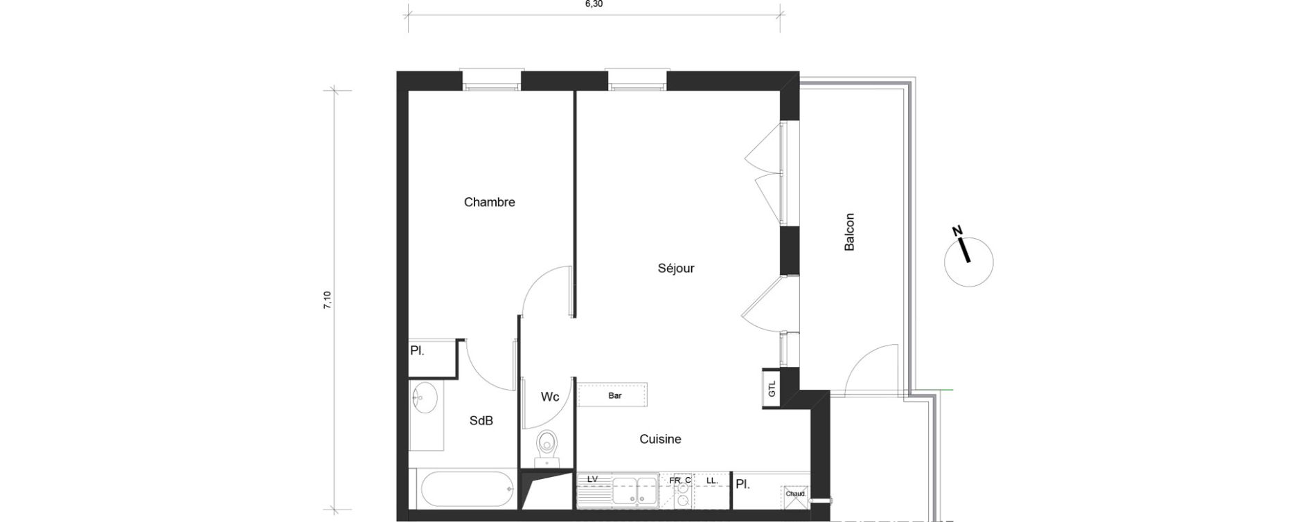 Appartement T2 de 44,06 m2 &agrave; Tournefeuille Les hauts de tournefeuille