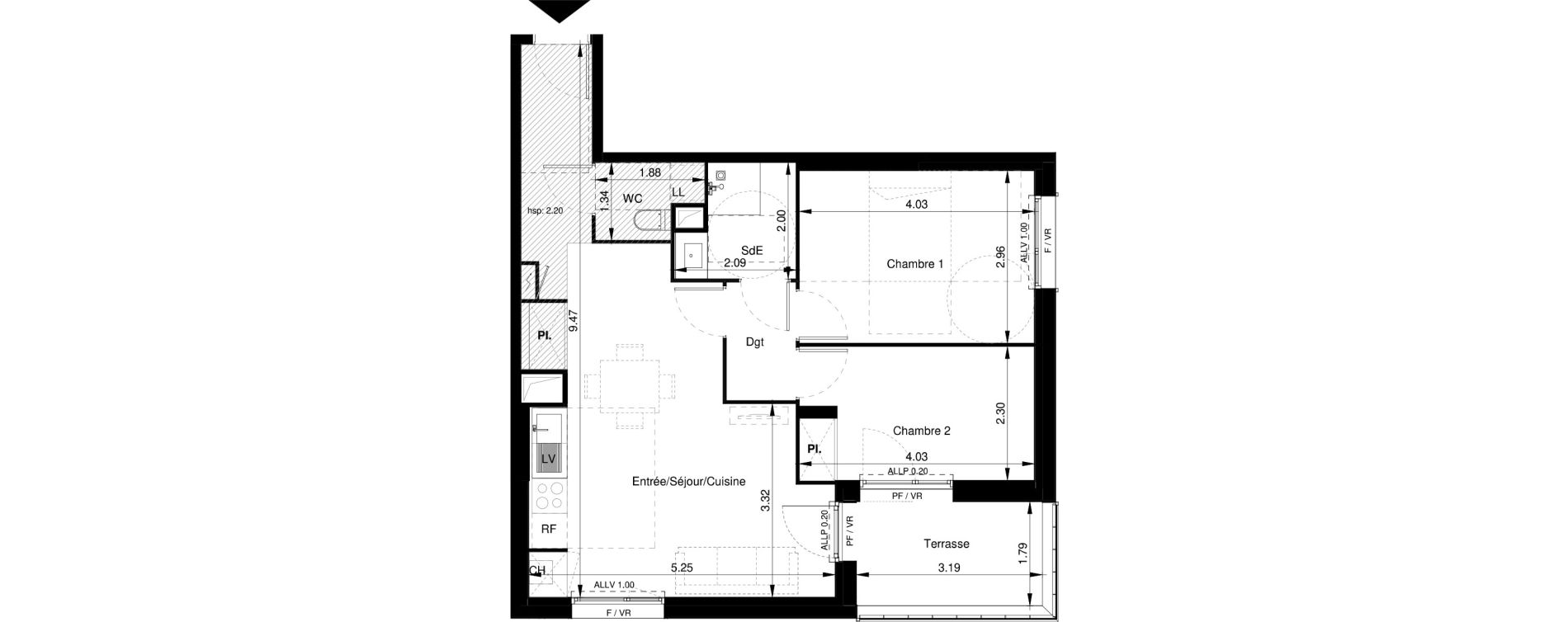 Appartement T3 de 57,99 m2 &agrave; Tournefeuille Centre