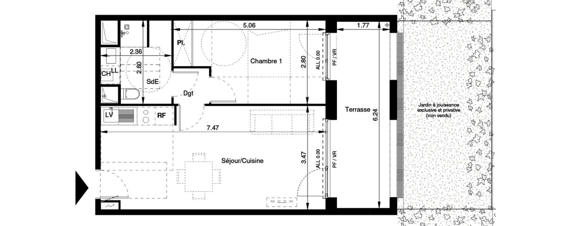 Appartement T2 de 45,28 m2 &agrave; Tournefeuille Centre