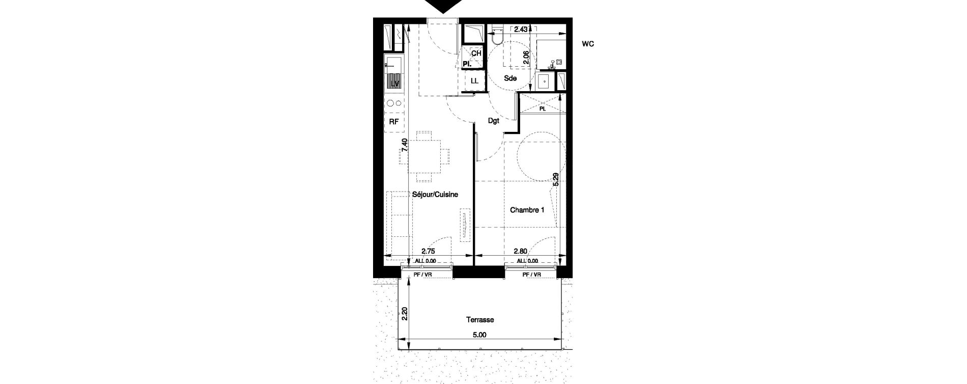 Appartement T2 de 39,40 m2 &agrave; Tournefeuille Centre