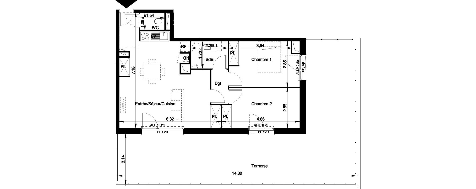Appartement T3 de 63,60 m2 &agrave; Tournefeuille Centre