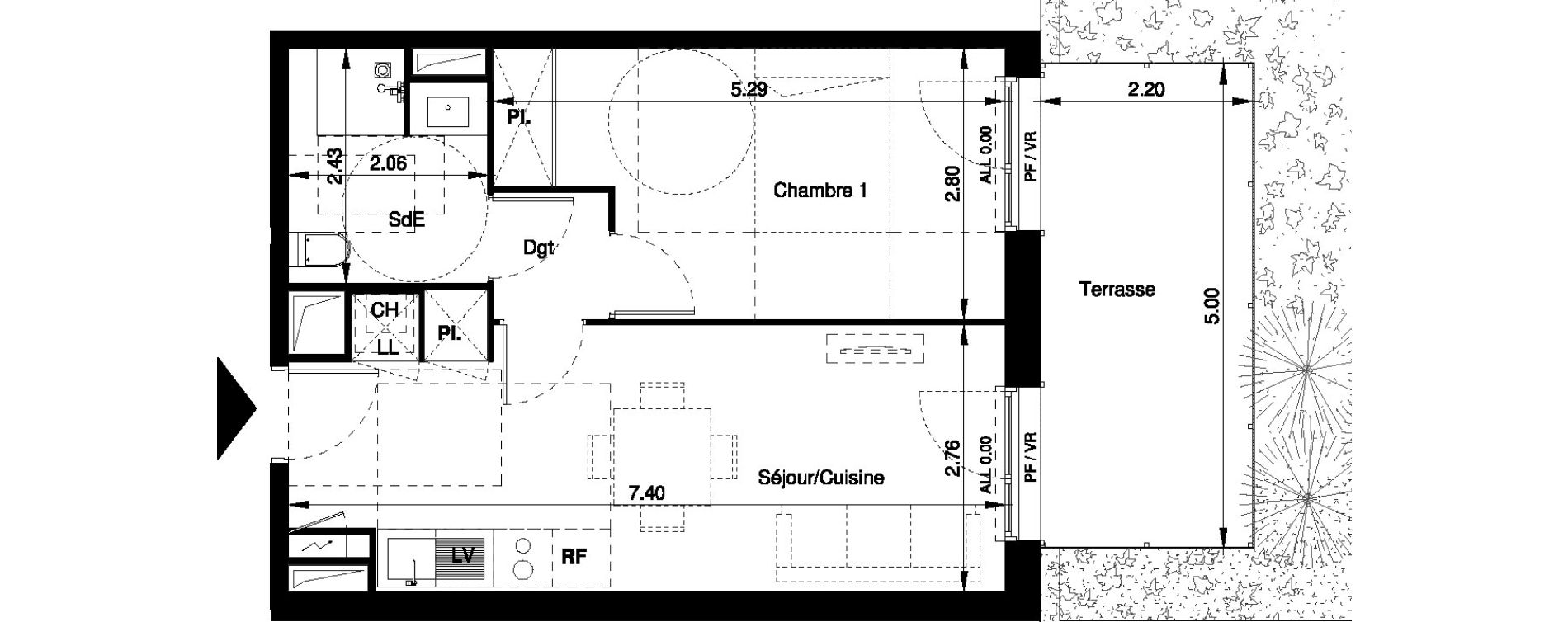 Appartement T2 de 39,37 m2 &agrave; Tournefeuille Centre