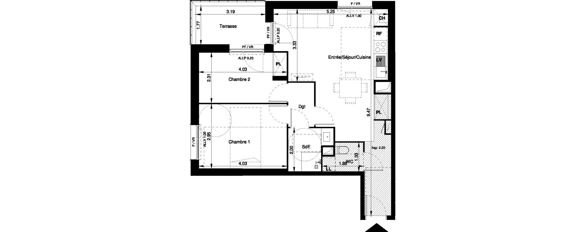 Appartement T3 de 58,00 m2 &agrave; Tournefeuille Centre