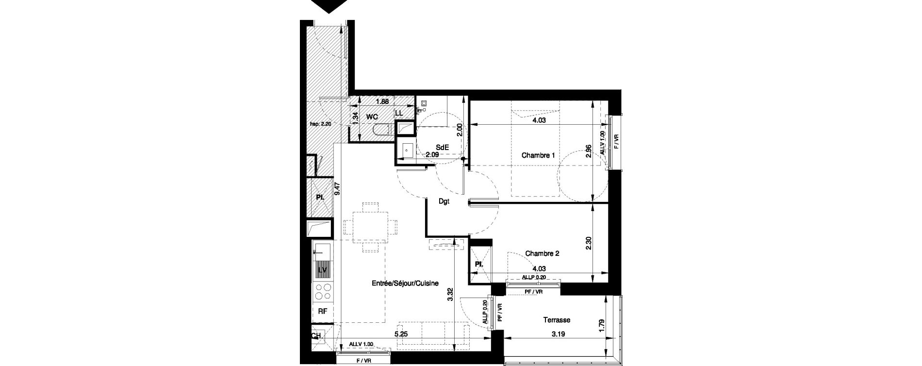 Appartement T3 de 57,99 m2 &agrave; Tournefeuille Centre