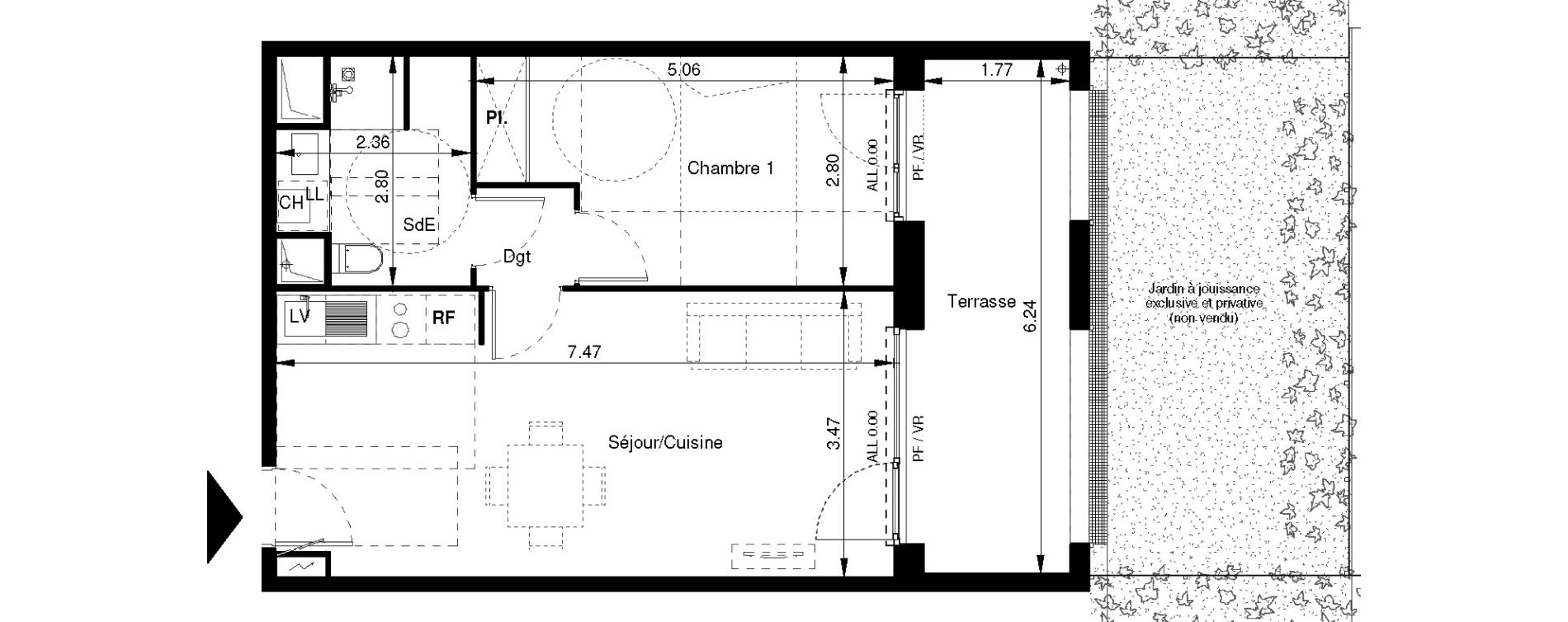 Appartement T2 de 45,28 m2 &agrave; Tournefeuille Centre