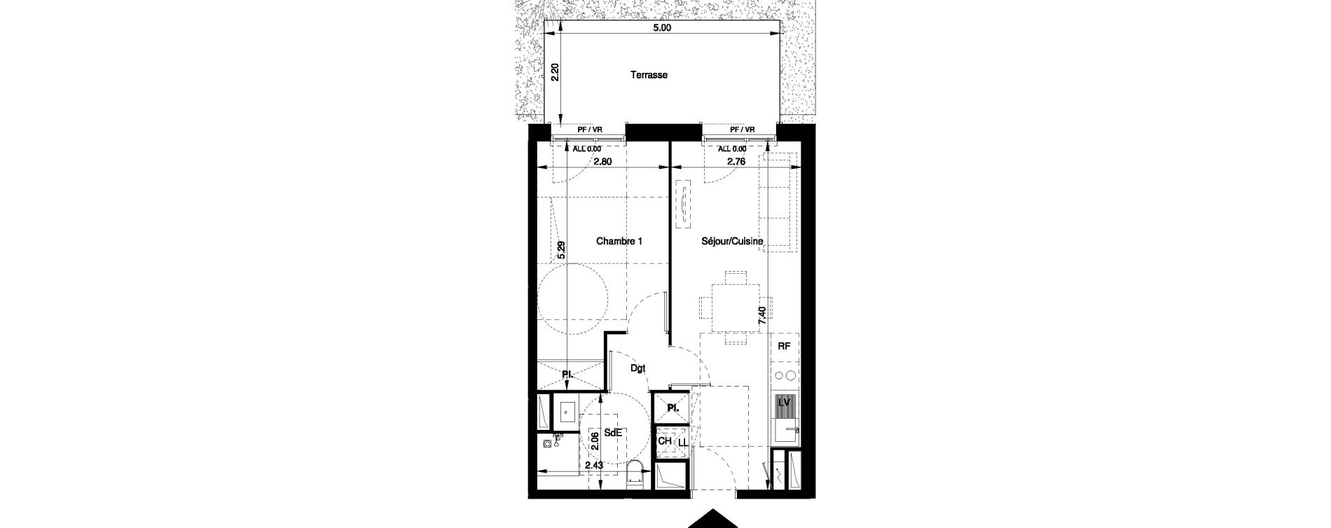 Appartement T2 de 39,37 m2 &agrave; Tournefeuille Centre
