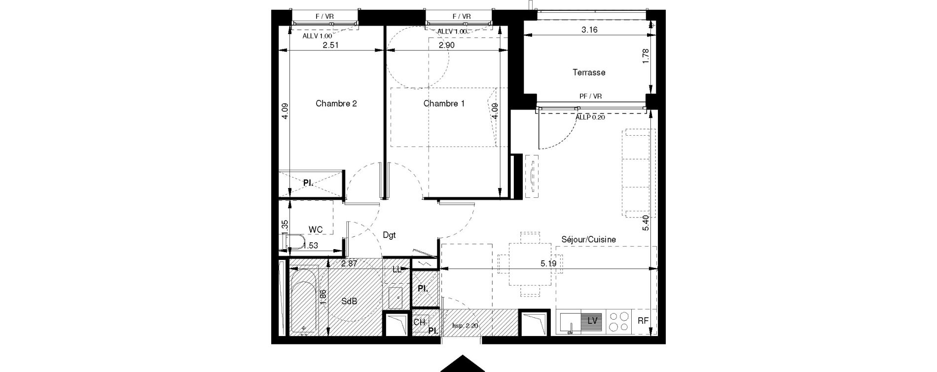 Appartement T3 de 56,71 m2 &agrave; Tournefeuille Centre