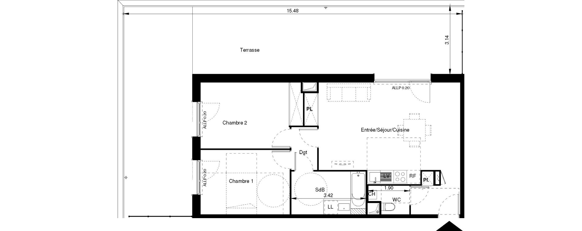 Appartement T3 de 70,02 m2 &agrave; Tournefeuille Centre