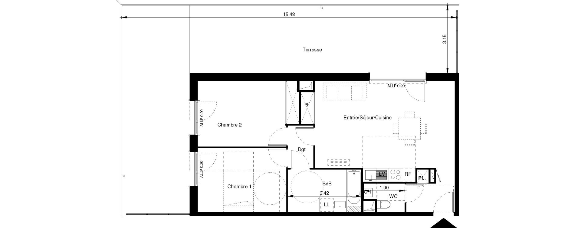 Appartement T3 de 70,02 m2 &agrave; Tournefeuille Centre