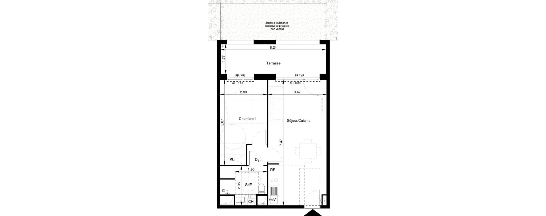 Appartement T2 de 45,29 m2 &agrave; Tournefeuille Centre