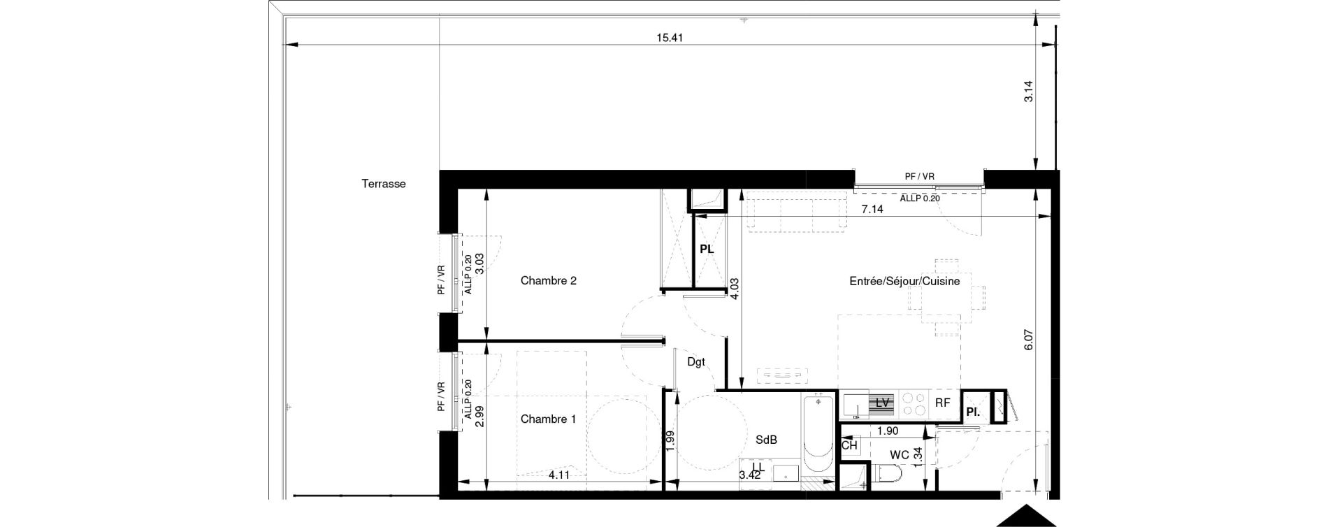 Appartement T3 de 70,01 m2 &agrave; Tournefeuille Centre