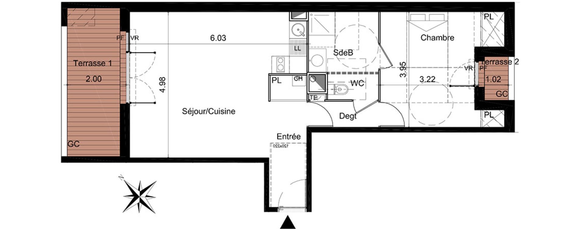 Appartement T2 de 53,60 m2 &agrave; Tournefeuille Centre