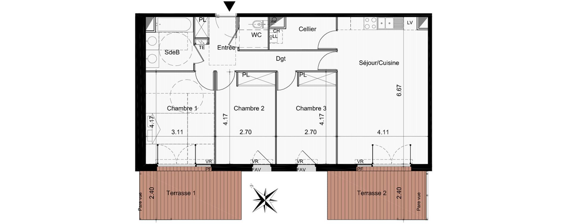 Appartement T4 de 82,20 m2 &agrave; Tournefeuille Centre