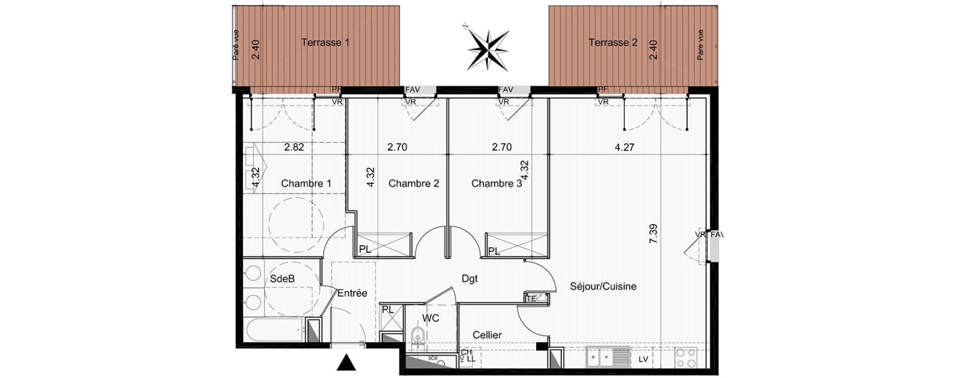 Appartement T4 de 86,90 m2 &agrave; Tournefeuille Centre