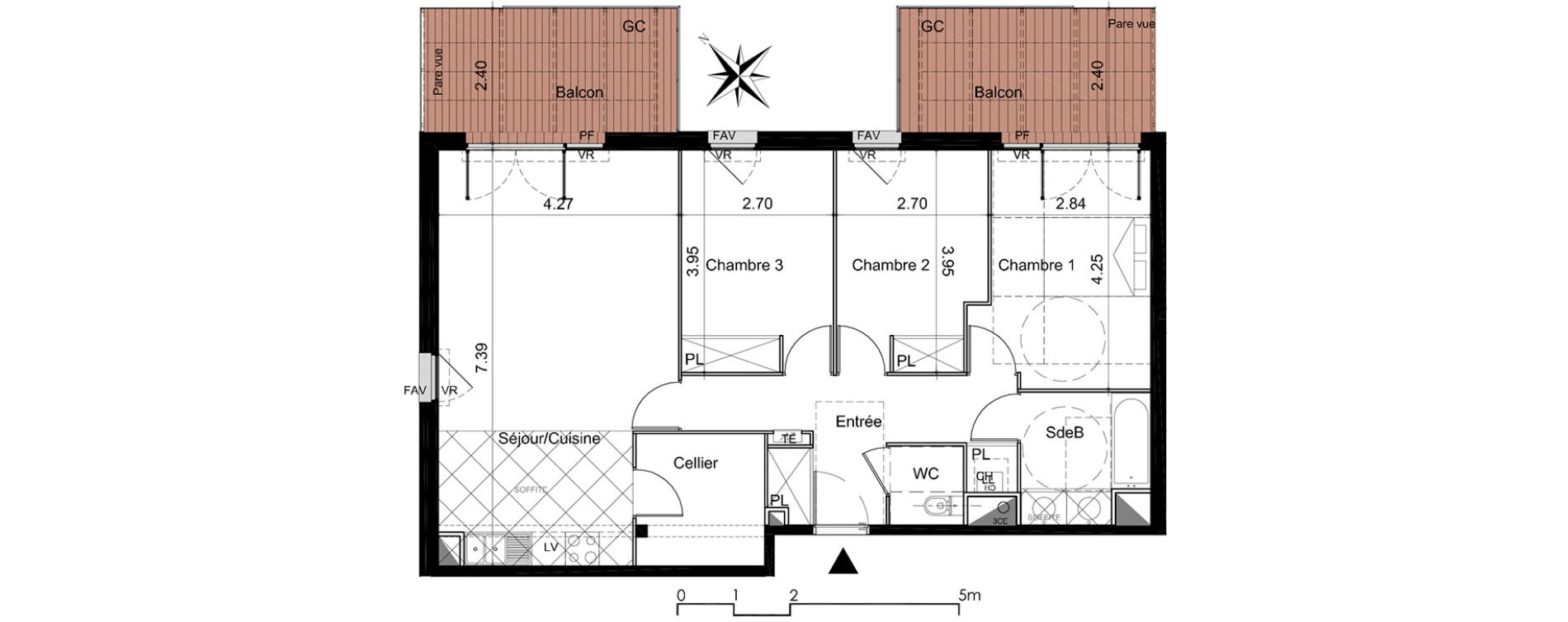 Appartement T4 de 85,10 m2 &agrave; Tournefeuille Centre