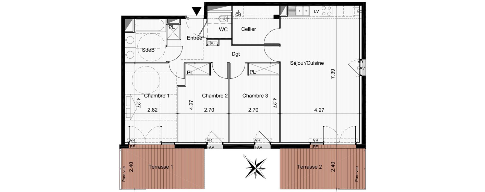 Appartement T4 de 86,90 m2 &agrave; Tournefeuille Centre