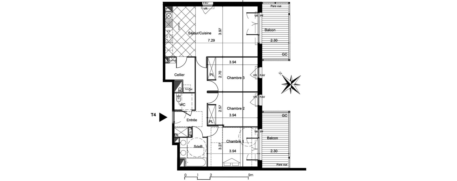 Appartement T4 de 83,00 m2 &agrave; Tournefeuille Centre