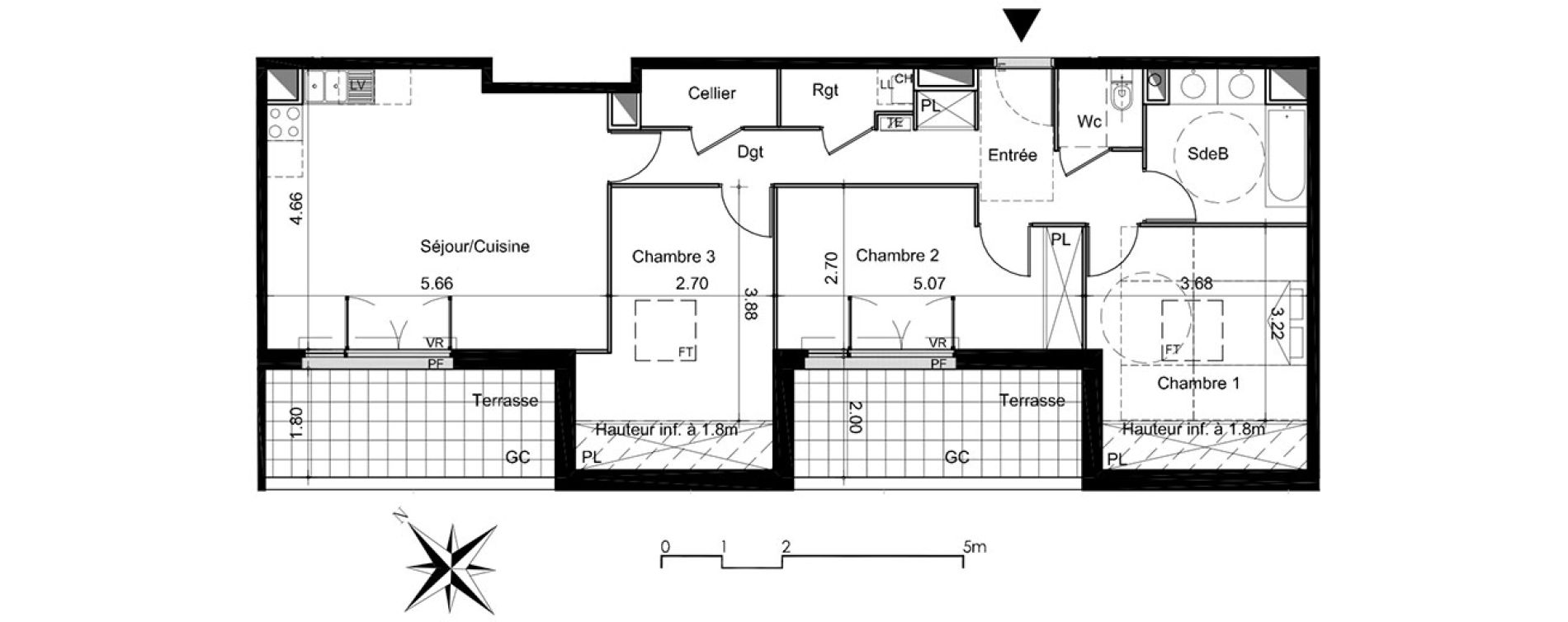 Appartement T4 de 83,90 m2 &agrave; Tournefeuille Centre