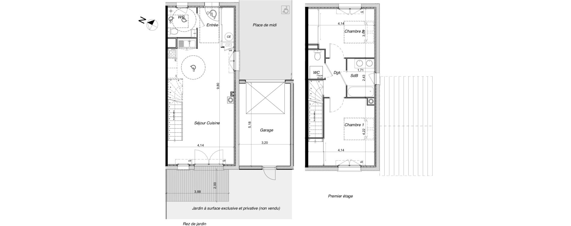 Villa T3 de 73,21 m2 &agrave; Tournefeuille Centre