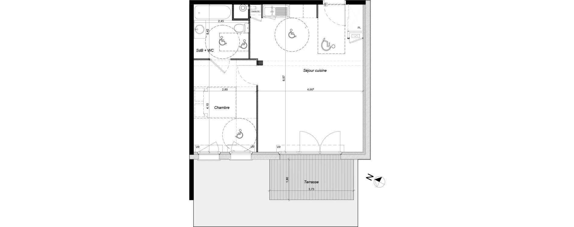 Appartement T2 de 48,16 m2 &agrave; Tournefeuille Centre
