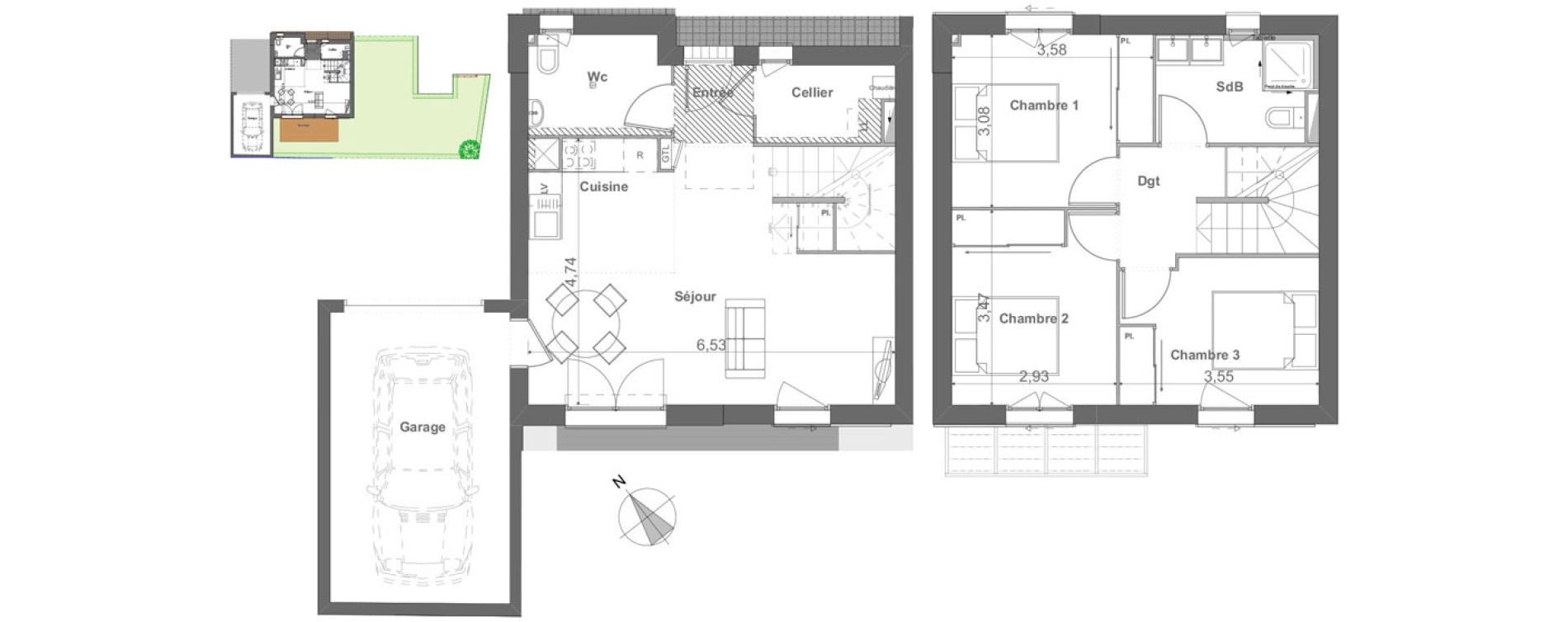 Maison T4 de 74,31 m2 &agrave; Tournefeuille Centre