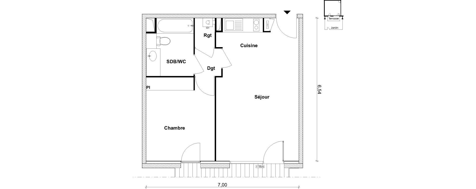 Appartement T2 de 43,92 m2 &agrave; Tournefeuille Centre