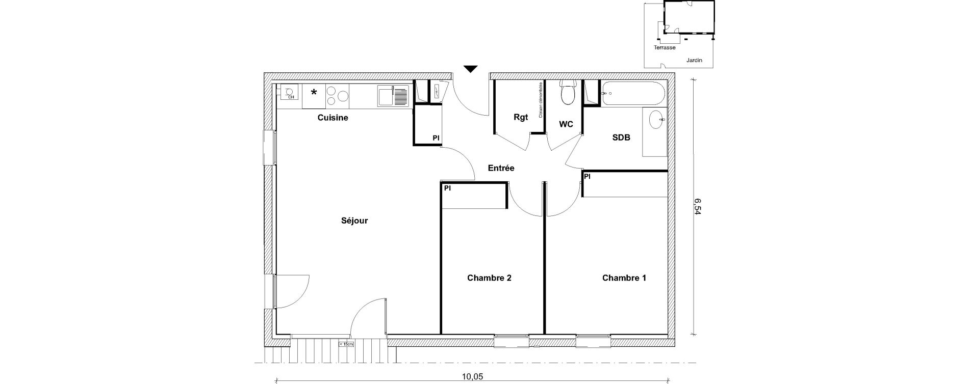 Appartement T3 de 63,36 m2 &agrave; Tournefeuille Centre