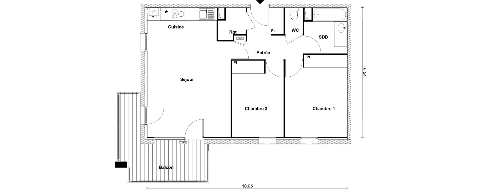 Appartement T3 de 63,69 m2 &agrave; Tournefeuille Centre