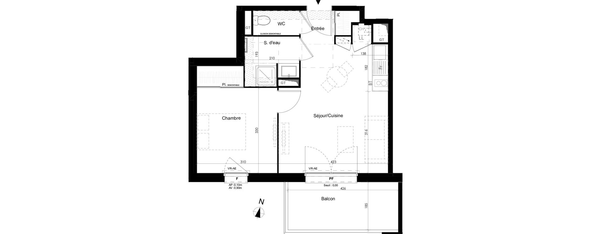 Appartement T2 de 39,80 m2 &agrave; Tournefeuille Belbeze