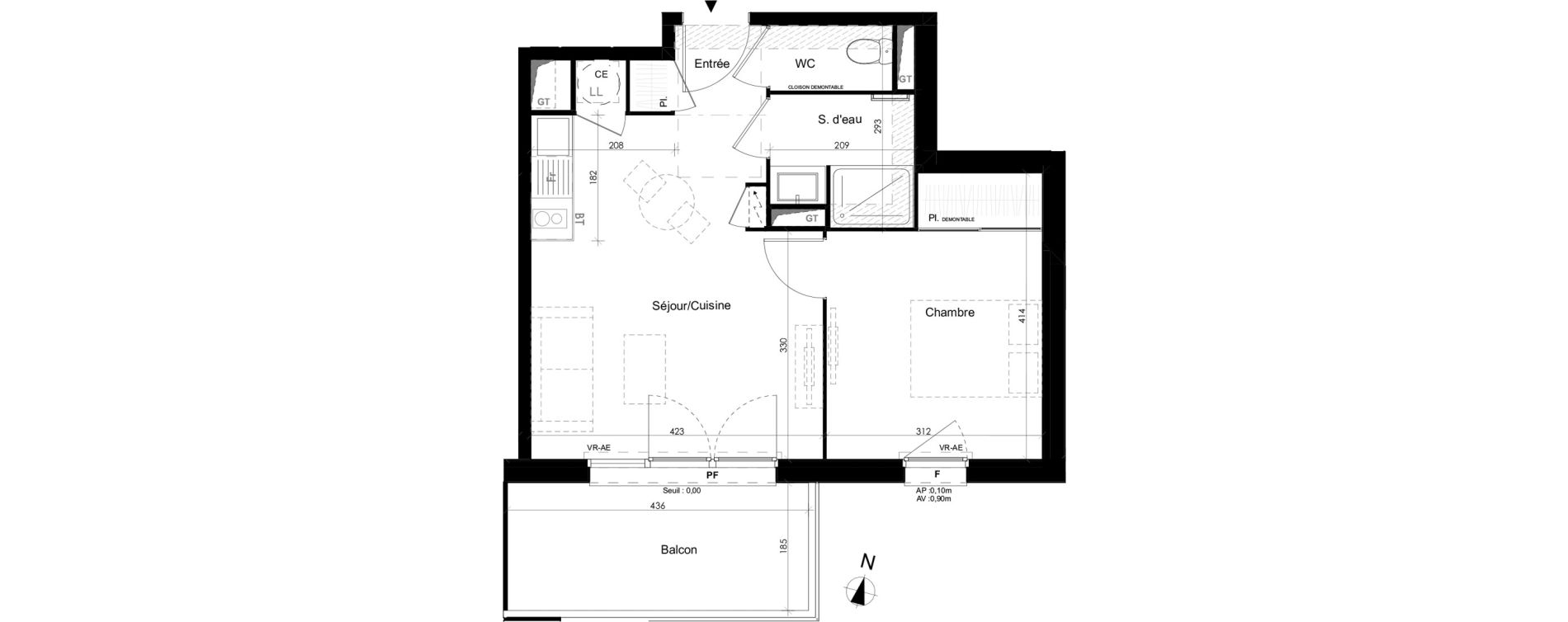 Appartement T2 de 39,47 m2 &agrave; Tournefeuille Belbeze