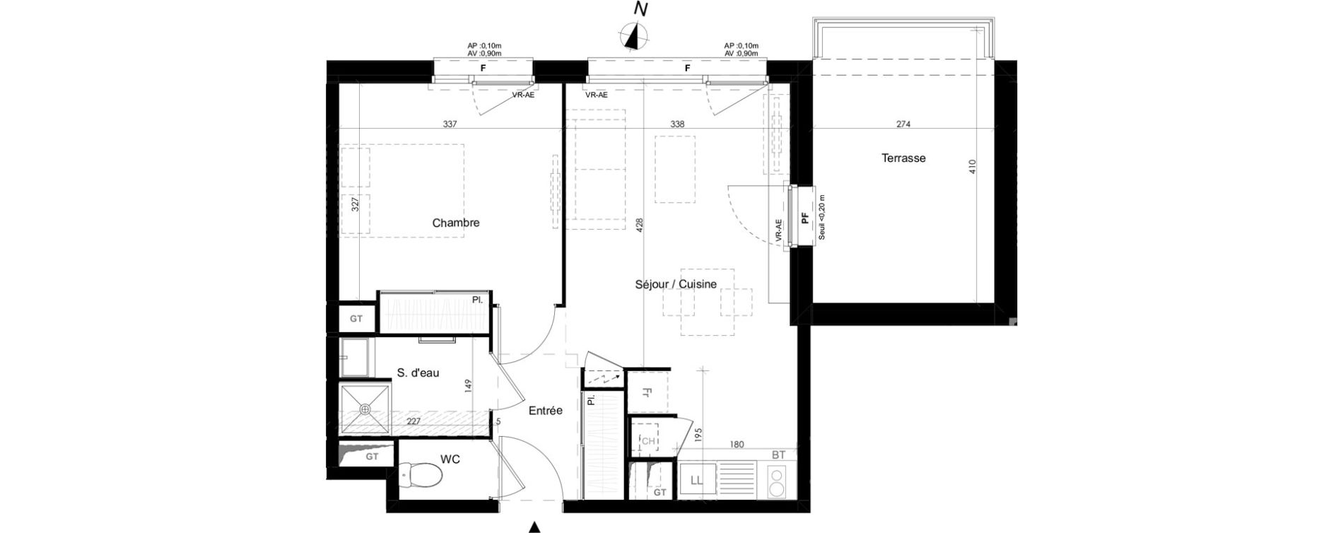 Appartement T2 de 40,38 m2 &agrave; Tournefeuille Belbeze