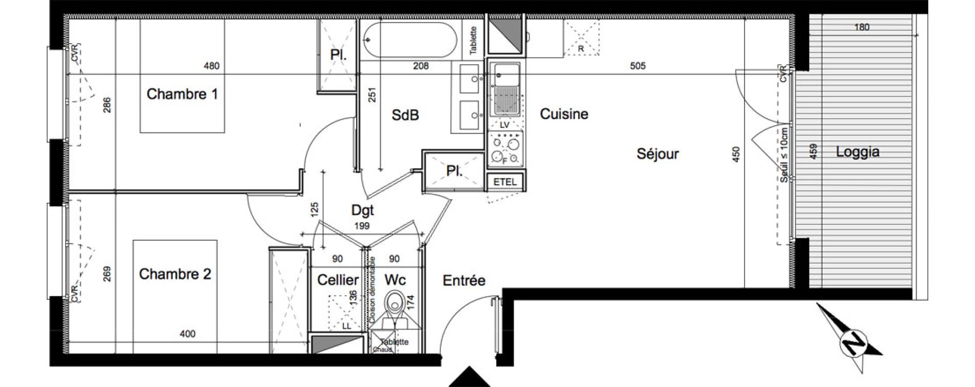 Appartement T3 de 59,95 m2 &agrave; Villeneuve-Tolosane Centre
