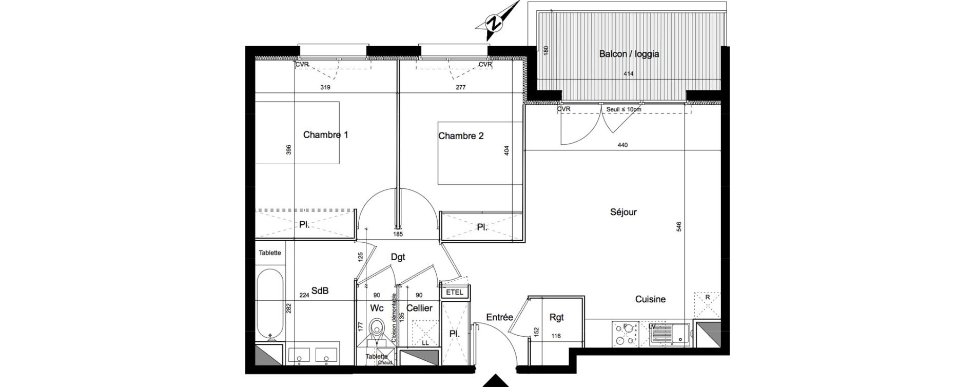 Appartement T3 de 63,25 m2 à Villeneuve-Tolosane Centre