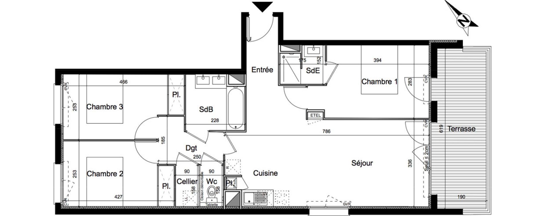 Appartement T4 de 78,40 m2 à Villeneuve-Tolosane Centre