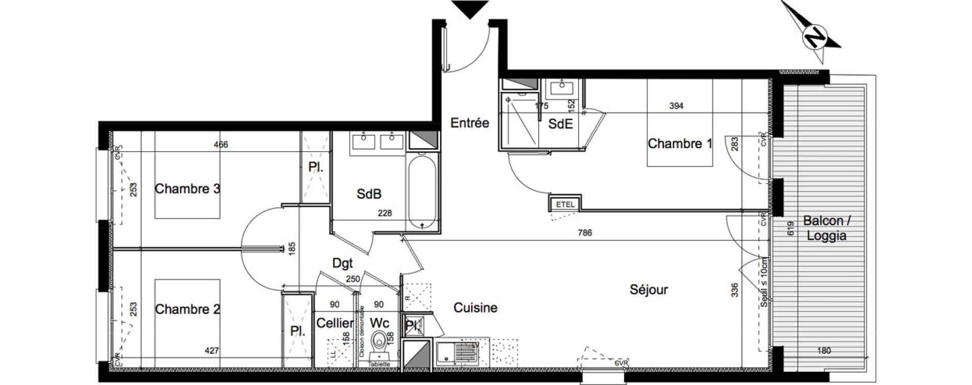 Appartement T4 de 78,40 m2 &agrave; Villeneuve-Tolosane Centre