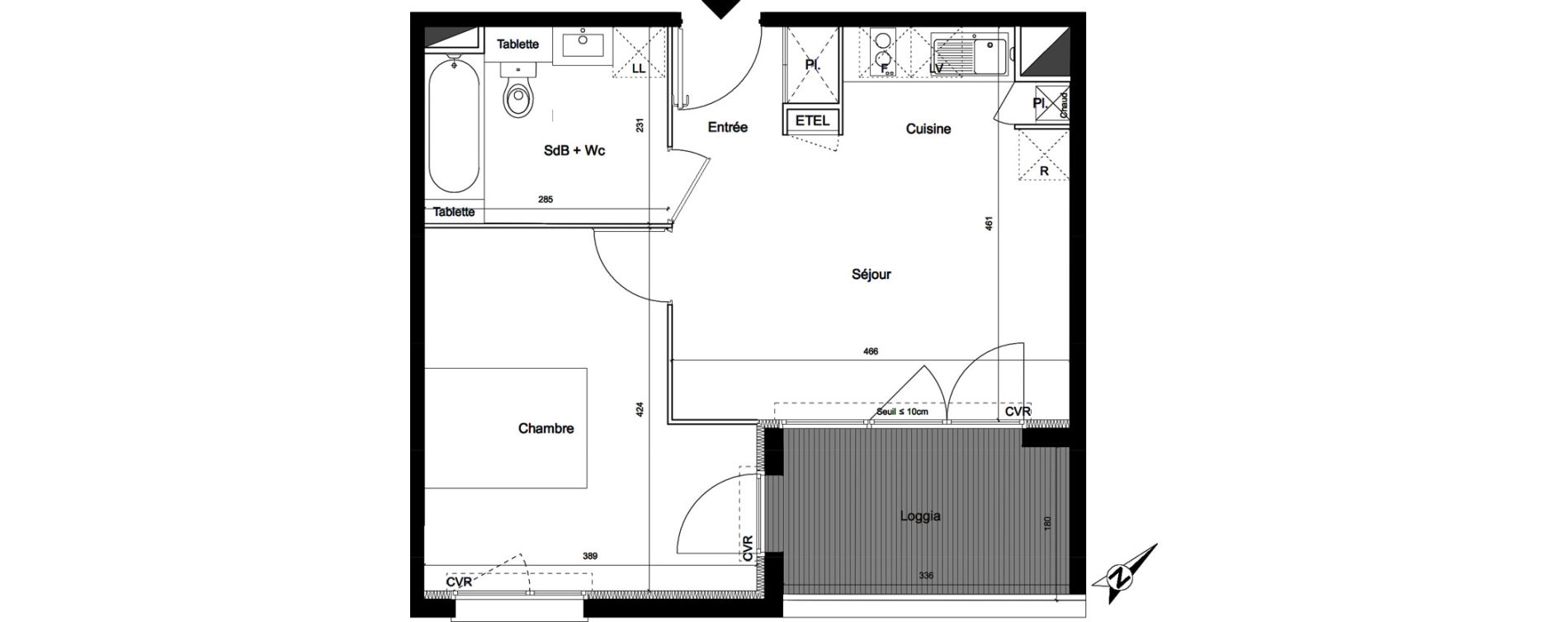 Appartement T2 de 41,20 m2 &agrave; Villeneuve-Tolosane Centre