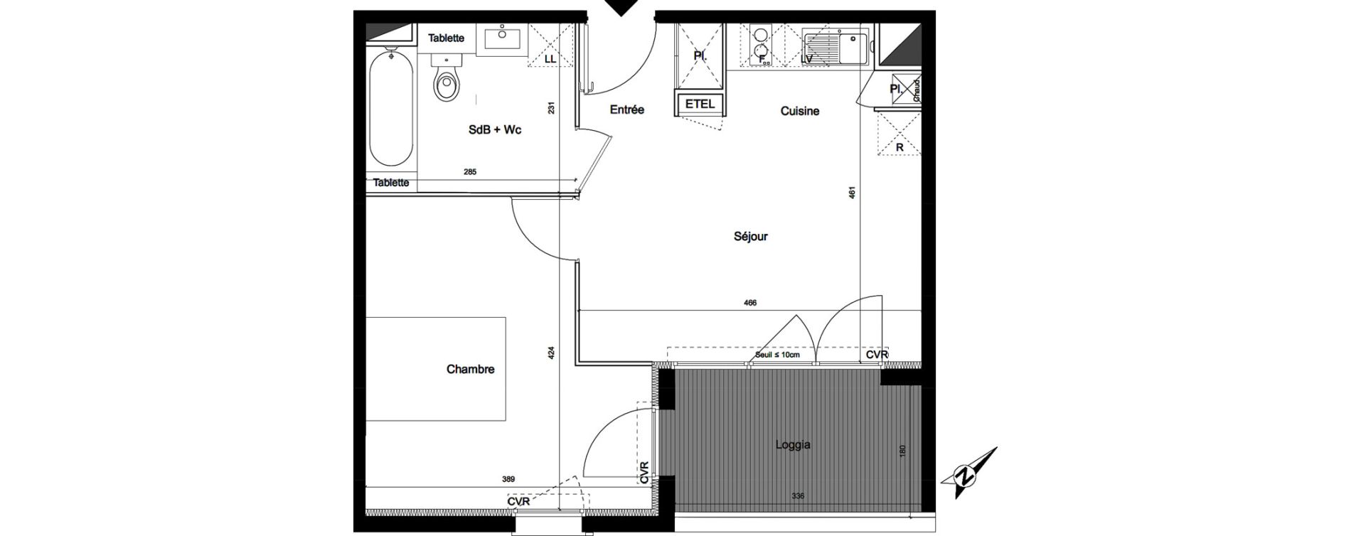 Appartement T2 de 41,20 m2 à Villeneuve-Tolosane Centre