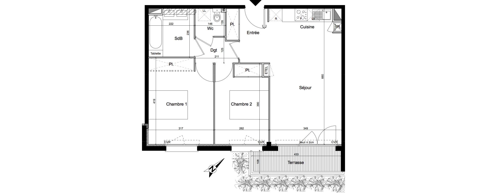 Appartement T3 de 60,05 m2 à Villeneuve-Tolosane Centre