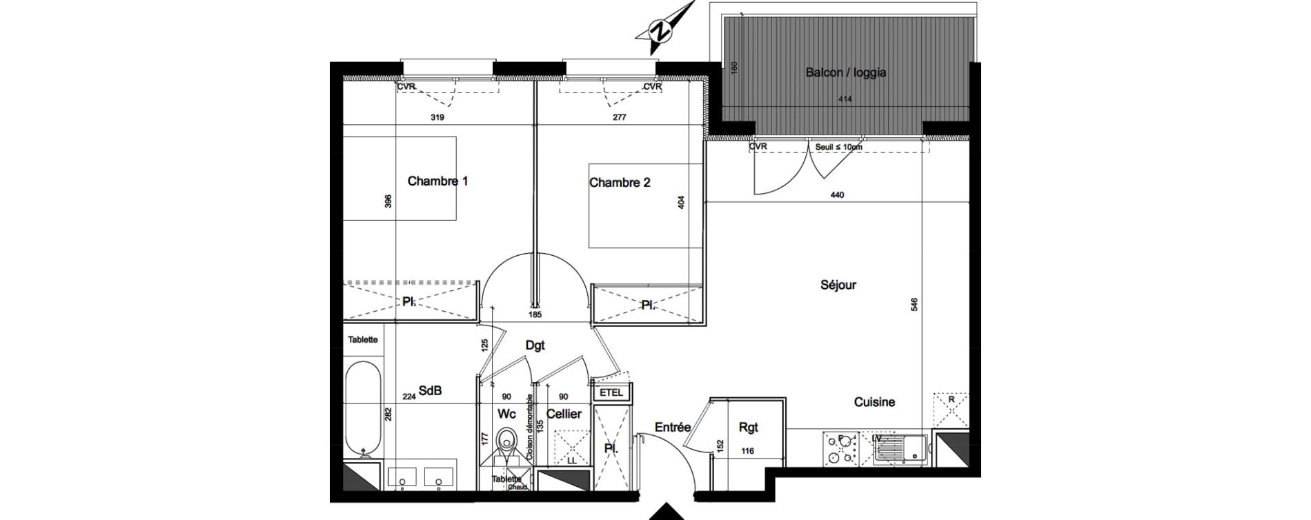 Appartement T3 de 63,25 m2 &agrave; Villeneuve-Tolosane Centre
